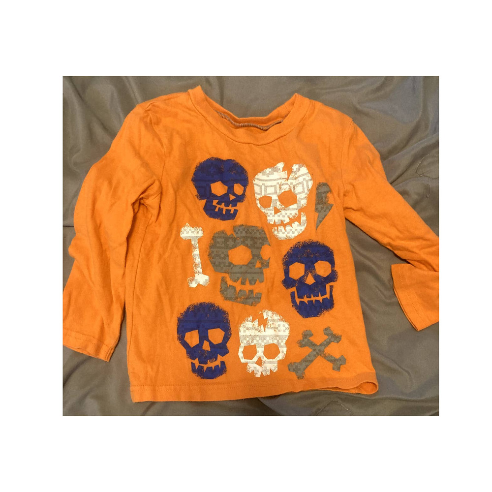 Circo Boys Orange Long Sleeve T-shirt with Skulls (Size 4T)